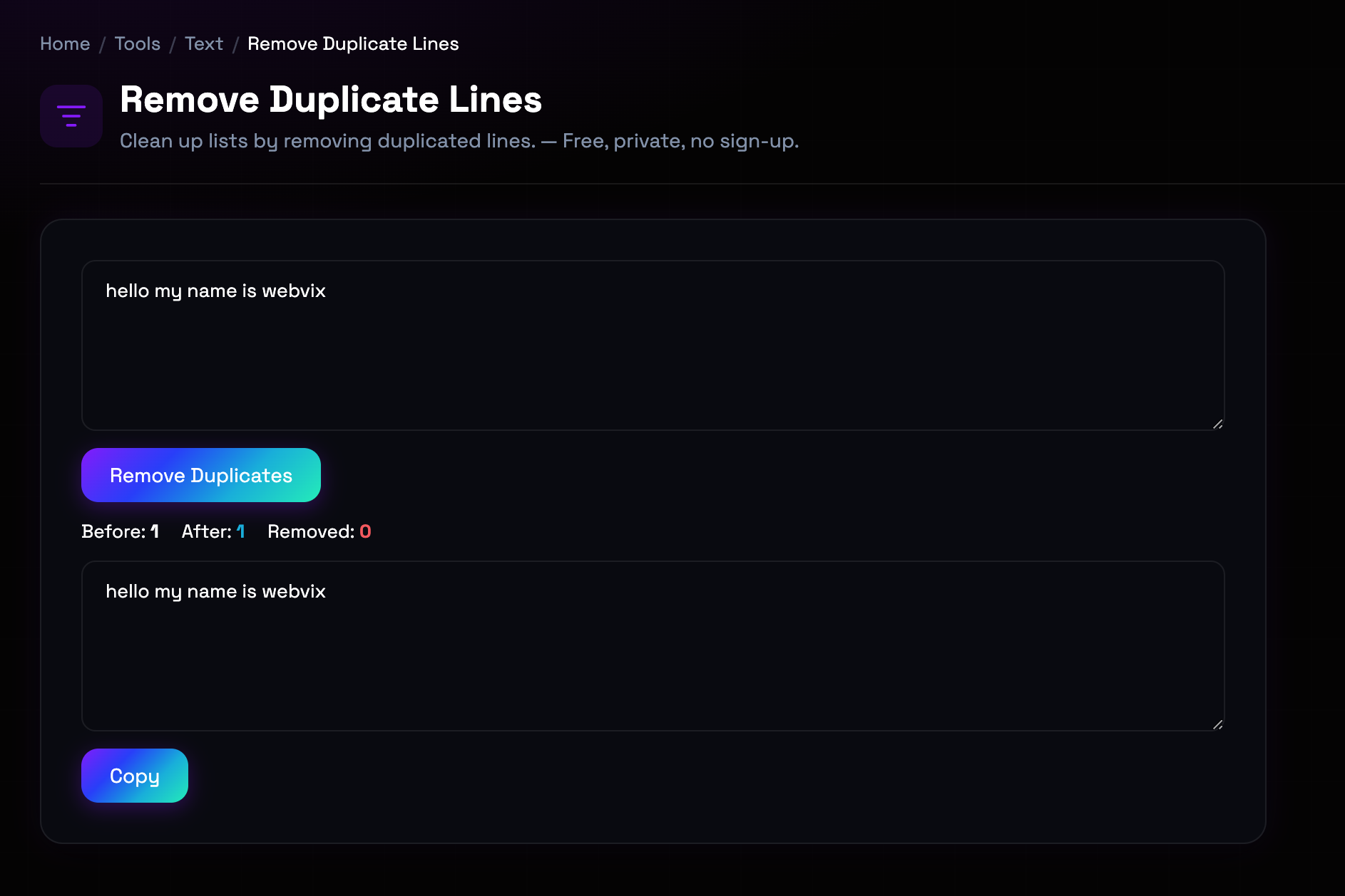 How to use Remove Duplicate Lines online — free, fast, and private